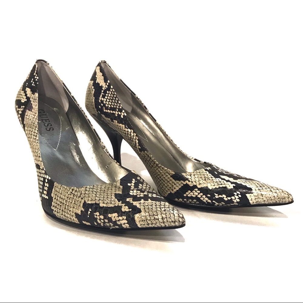 Authentic Guess high heels, faux snakeskin print
